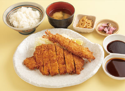 ロースと海老の盛り合わせ定食